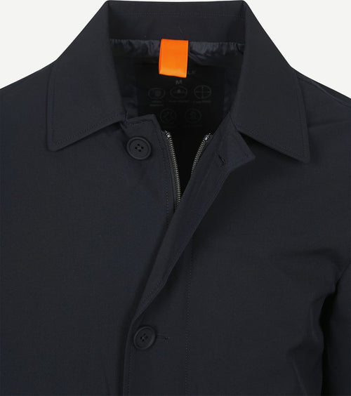 Suitable packable jas long tech donkerblauw