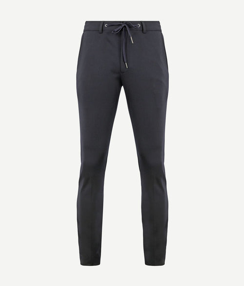 Suitable pantalon jersey donkerblauw | Slim-fit