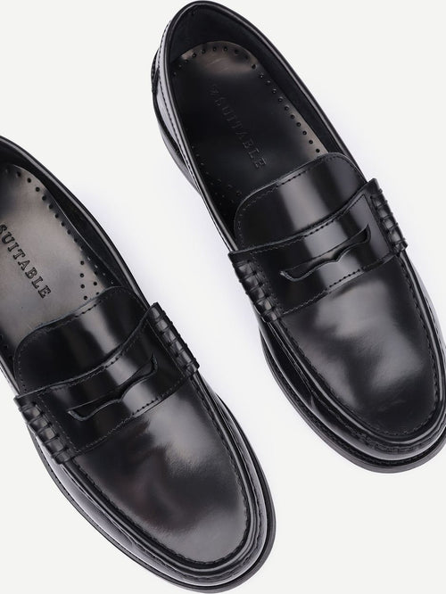 Penny loafers leer zwart