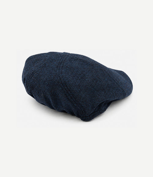 Flat cap wool twill donkerblauw