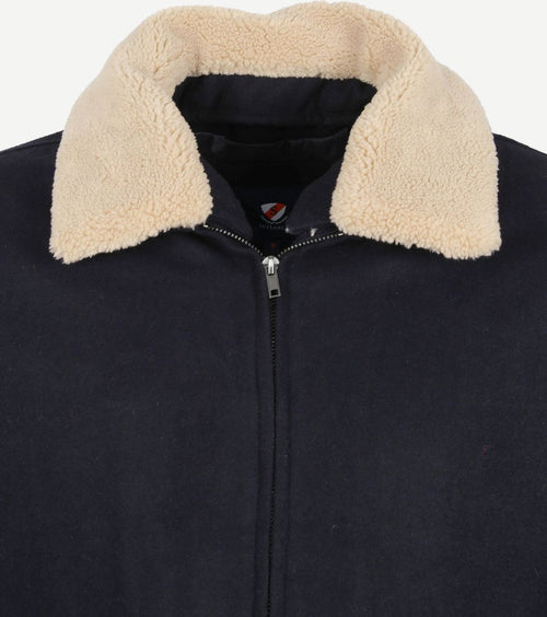 Suitable pilot jas melton wol donkerblauw