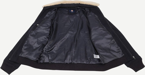 Suitable pilot jas melton wol donkerblauw