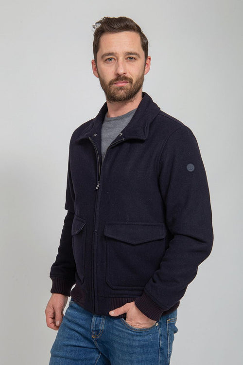 Suitable pilot jas melton wol donkerblauw