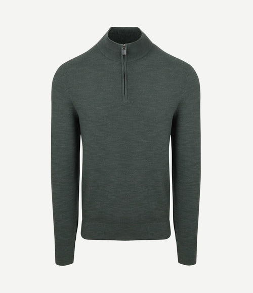 Pine knit halve rits trui groen