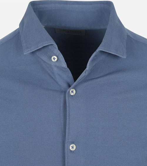 Suitable piqué overhemd jeans blauw