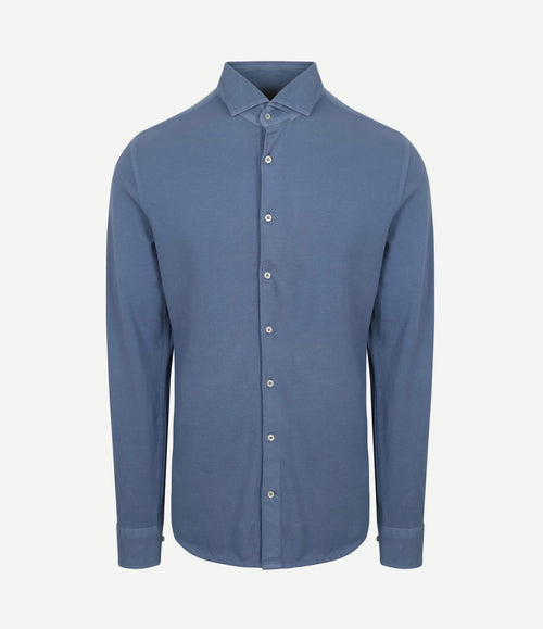 Piqué overhemd jeans blauw