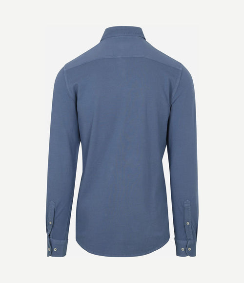 Piqué overhemd jeans blauw