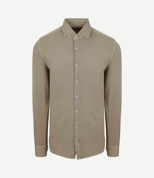 Piqué overhemd taupe