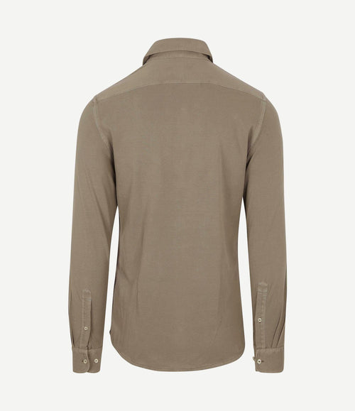 Piqué overhemd taupe