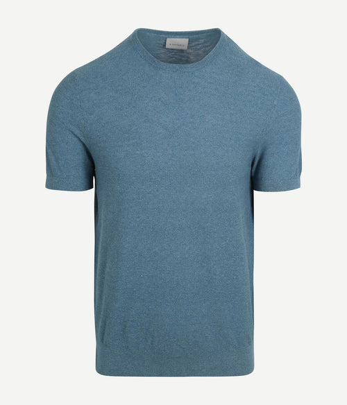 Suitable piqué t-shirt linnen blauw