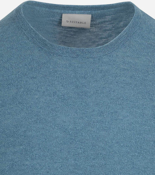 Suitable piqué t-shirt linnen blauw