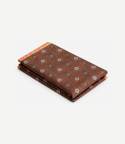 Pochet reversible dots donkerblauw en bruin