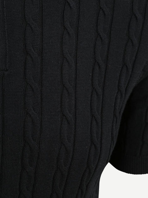 Respect polo knit cable donkerblauw