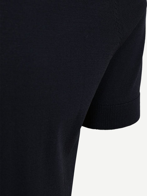 Knitted halve rits polo dan donkerblauw