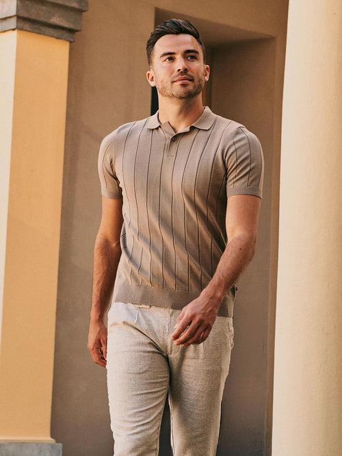 Respect polo drop needle taupe