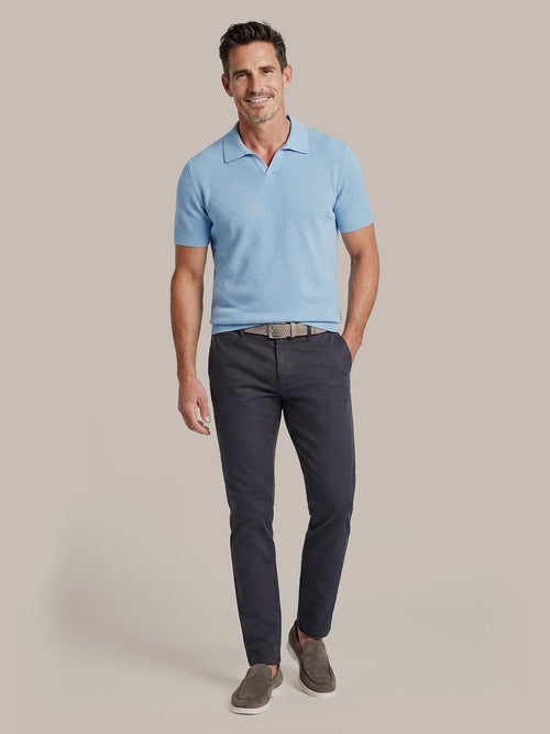 Polo riva bean linen cotton lichtblauw