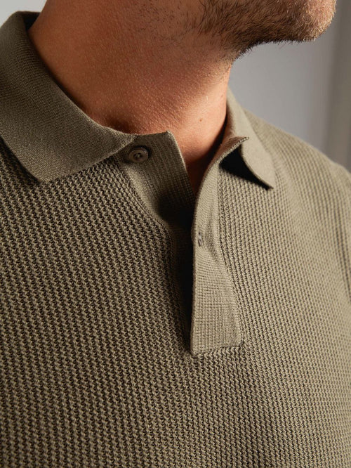 Respect polo structure knit olijfgroen