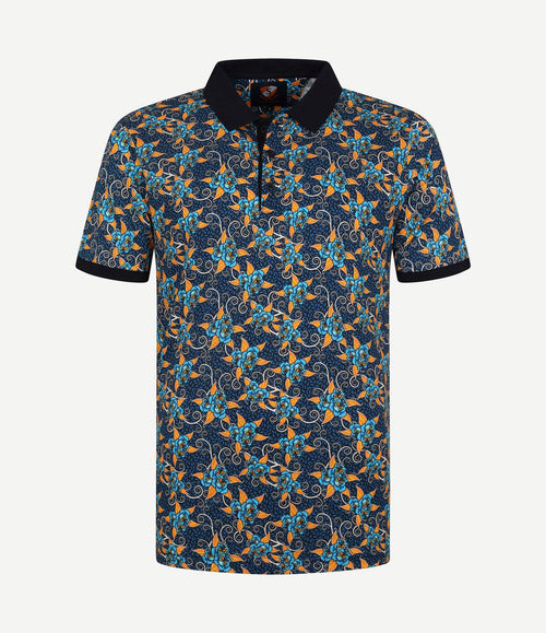 Polo bloemen donkerblauw
