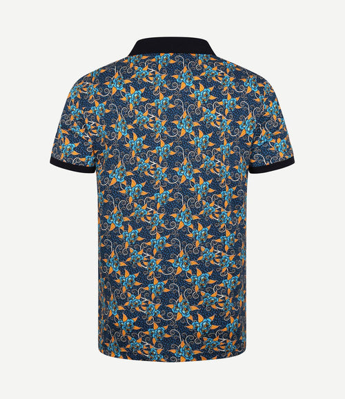 Polo bloemen donkerblauw