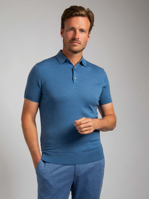 Suitable polo merinowol blauw