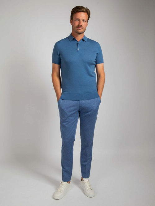 Suitable polo merinowol blauw