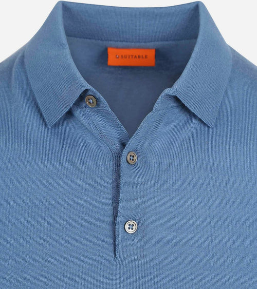 Suitable polo merinowol blauw