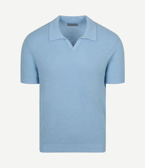 Polo riva bean linen cotton lichtblauw