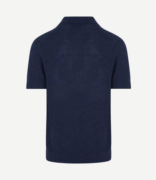 Polo riva bean linen cotton donkerblauw