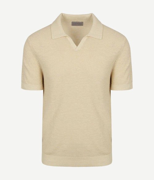 Polo riva bean linen cotton sand