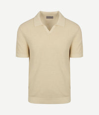 Polo riva bean linen cotton sand