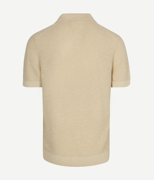 Polo riva bean linen cotton sand