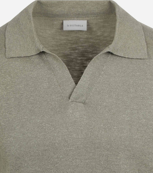 Suitable polo riva linnen groen
