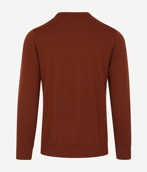 Suitable pullover v-hals merino brique | Slim-fit