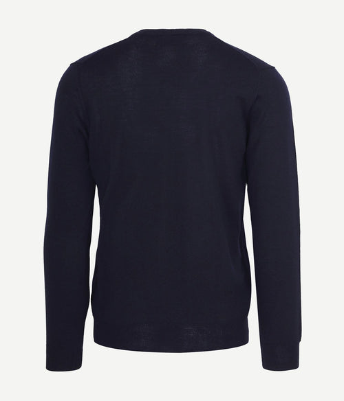 Suitable pullover v-hals wol donkerblauw