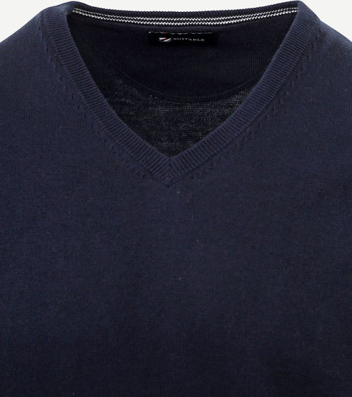 Suitable pullover vini v-hals donkerblauw | Slim-fit