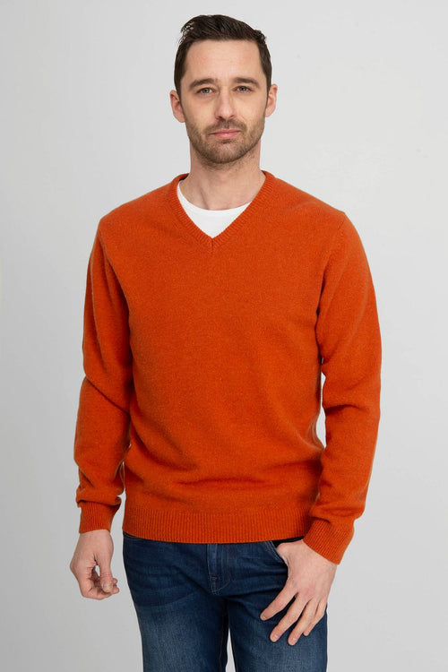 Suitable pullover wol v-hals oranje