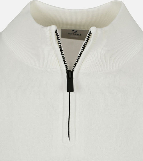 Suitable race halve rits trui ecru | Slim-fit