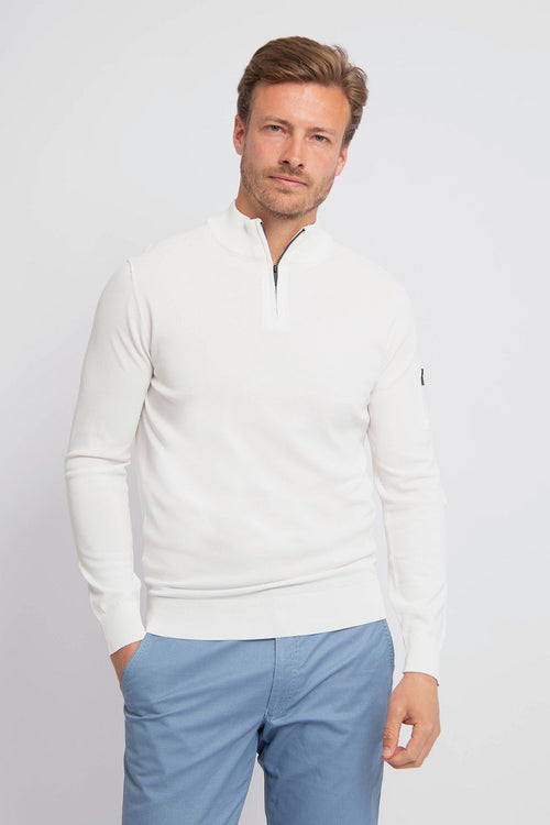 Suitable race halve rits trui ecru | Slim-fit