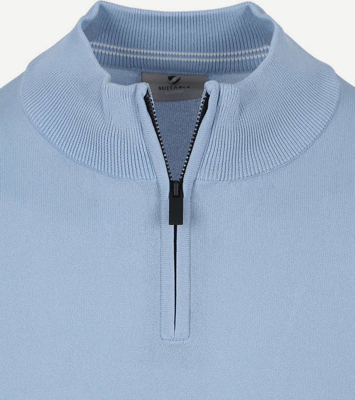 Suitable race halve rits trui lichtblauw | Slim-fit