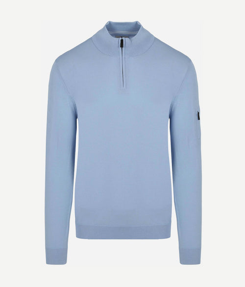 Suitable race halve rits trui lichtblauw | Slim-fit