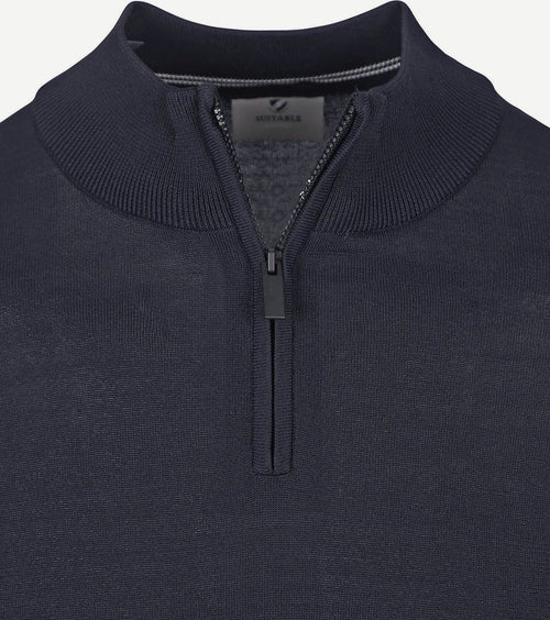 Suitable race halve rits trui donkerblauw | Slim-fit