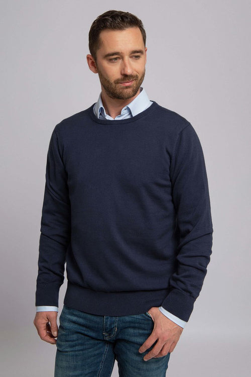 Suitable respect oinix pullover o-hals donkerblauw | Slim-fit