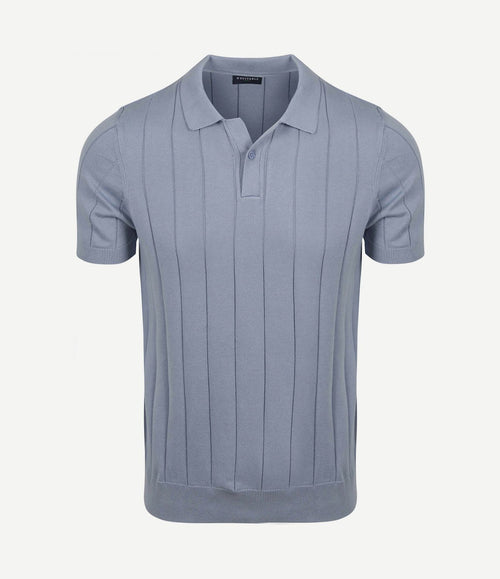 Respect polo drop needle staal blauw