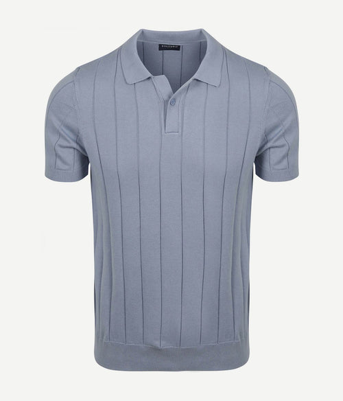 Respect polo drop needle staal blauw