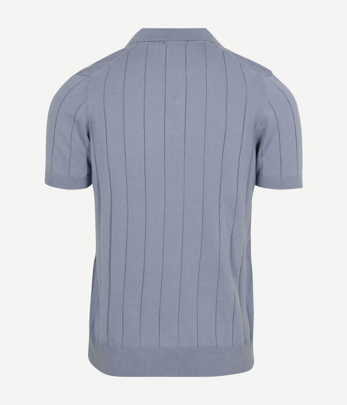 Respect polo drop needle staal blauw