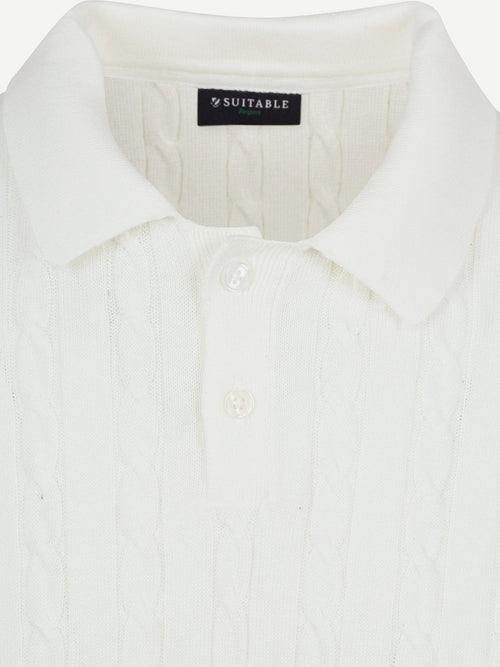 Respect polo knit cable ecru