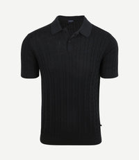Respect polo knit cable donkerblauw