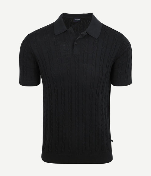 Respect polo knit cable donkerblauw