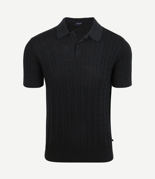 Respect polo knit cable donkerblauw