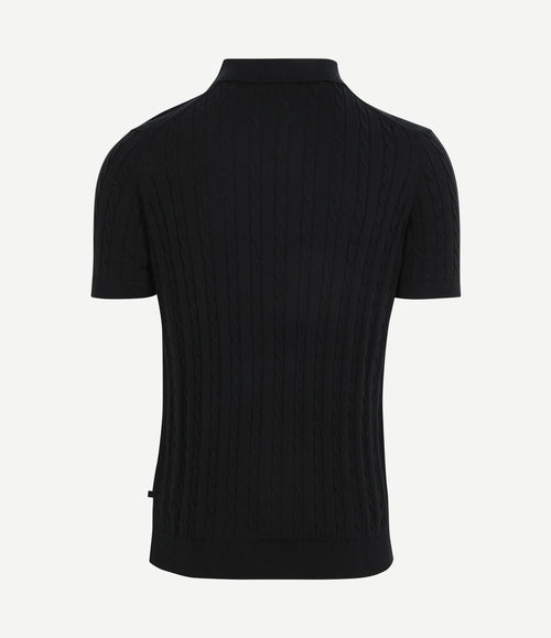 Respect polo knit cable donkerblauw
